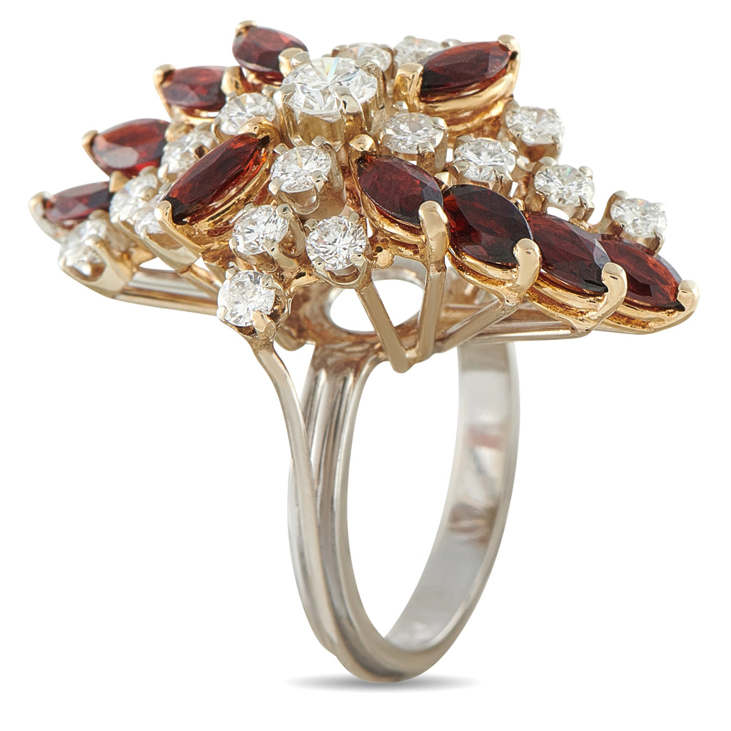 14K White Gold 1.54ct Diamond and Garnet Ring
