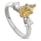 14K White Gold Diamond and 0.74ct Natural Orange Diamond Ring