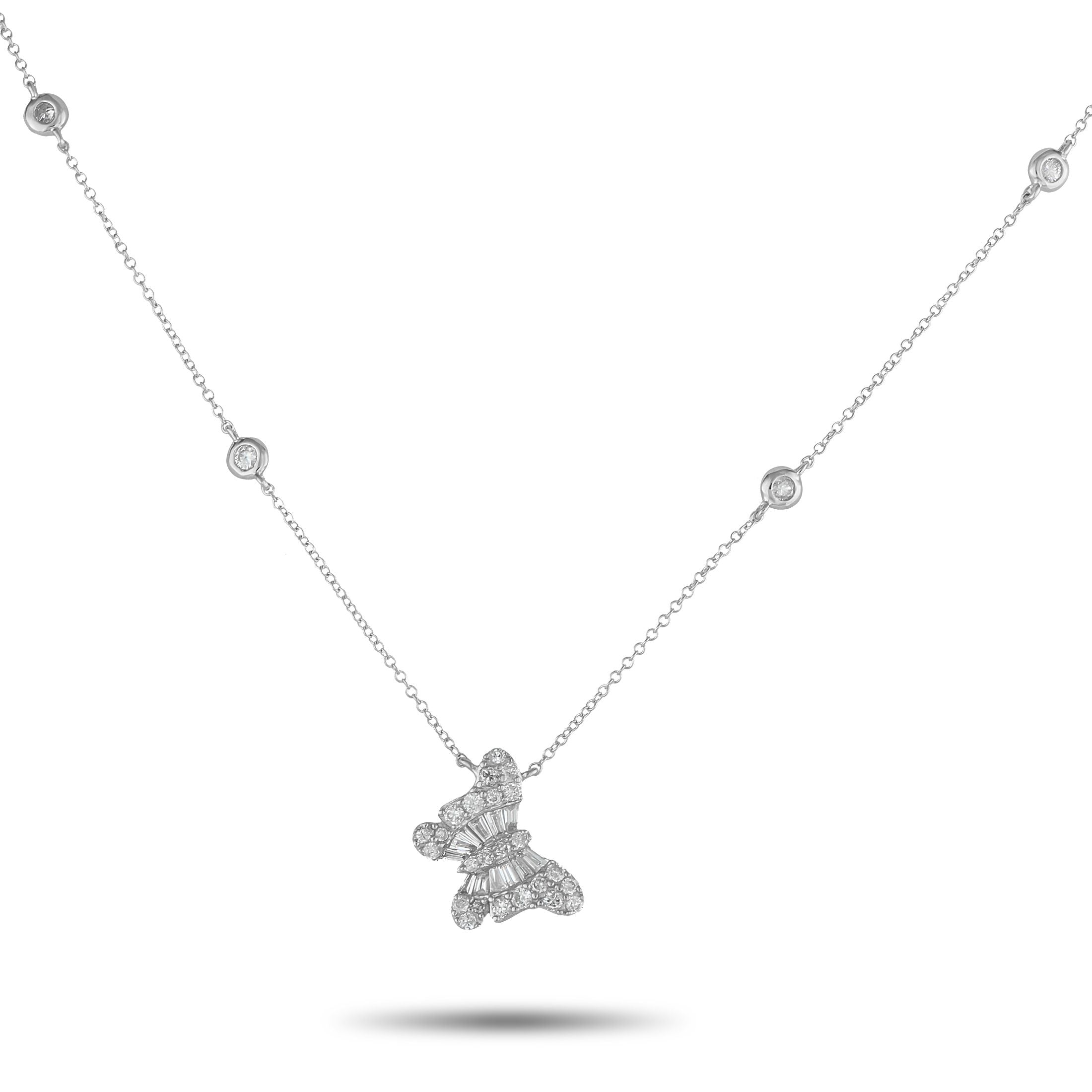 Exclusive 14K White Gold 0.75ct Diamond Butterfly Necklace PN16065 – This luxury necklace is endlessly charming