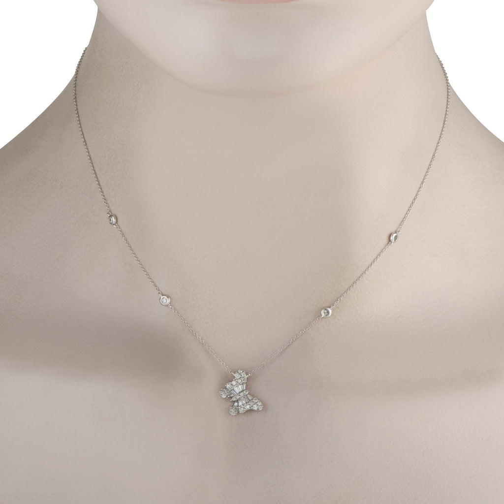 Exclusive 14K White Gold 0.75ct Diamond Butterfly Necklace