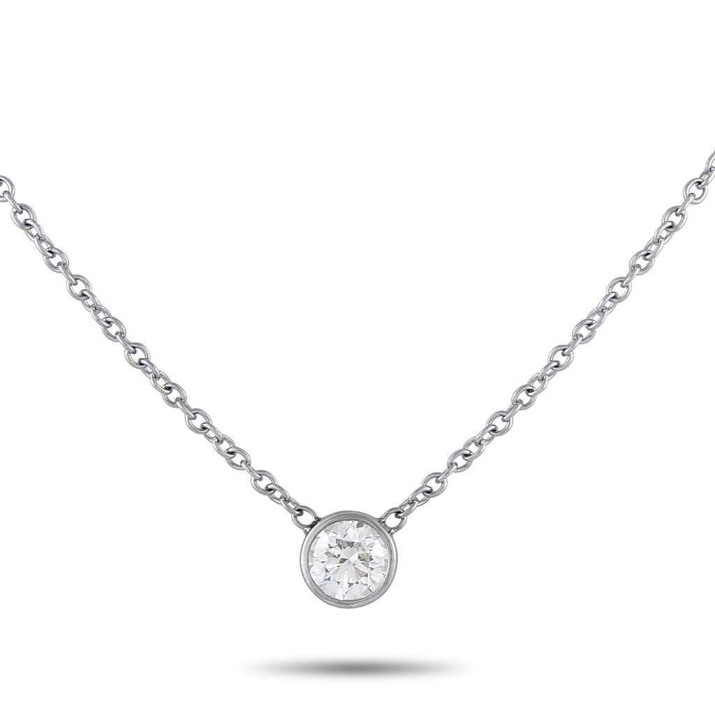 14K White Gold 0.80ct Diamond Solitare Necklace