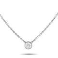 Round solitaire diamond pendant on white gold chain necklace
