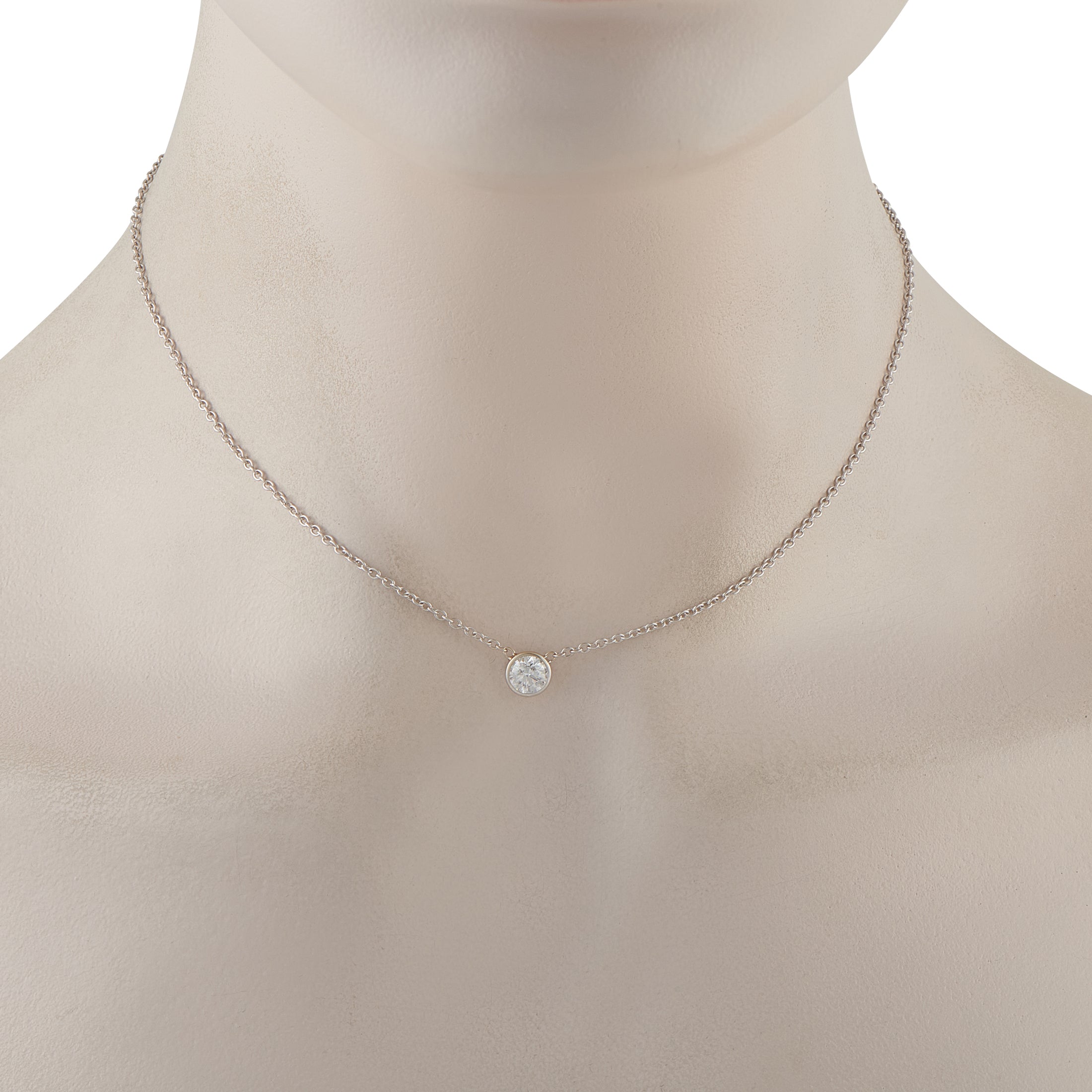 14K White Gold 0.80ct Diamond Solitare Necklace