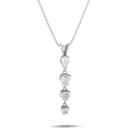 14K white gold diamond drop pendant with four pear-shaped stones on chain