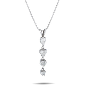 14K White Gold 2.0ct Diamond Drop Pendant