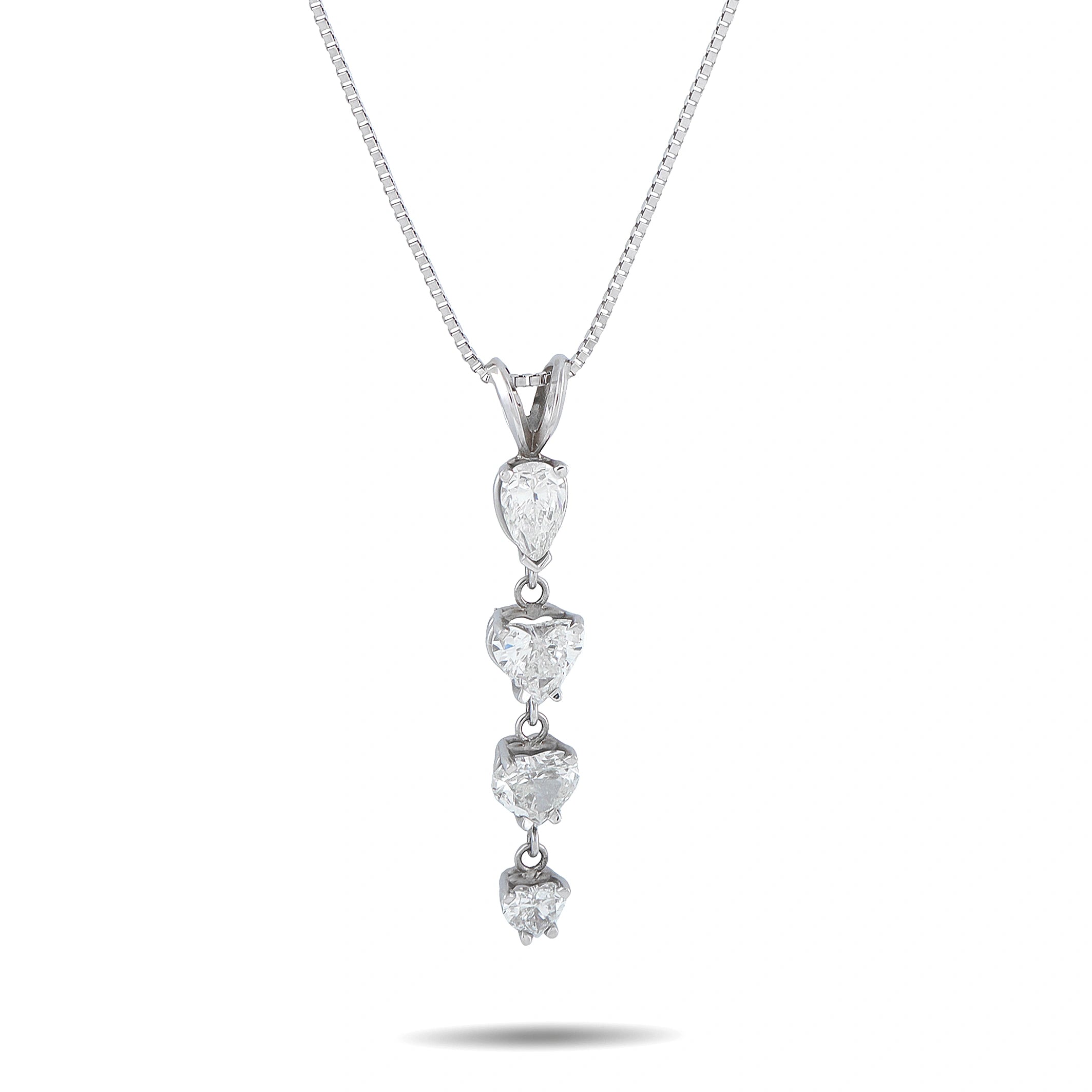 14K White Gold 2.0ct Diamond Drop Pendant