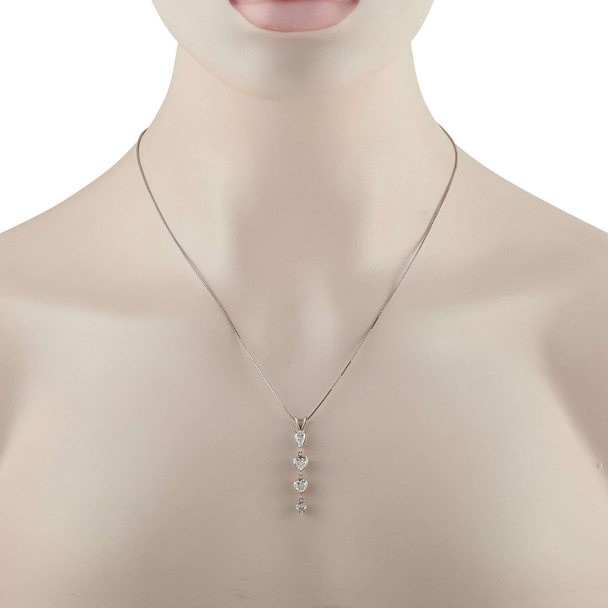 14K White Gold 2.0ct Diamond Drop Pendant