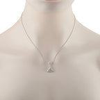 Triangular diamond halo pendant on thin chain in 14K white gold
