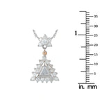Triangular diamond halo pendant in 14K white gold with dangling top charm