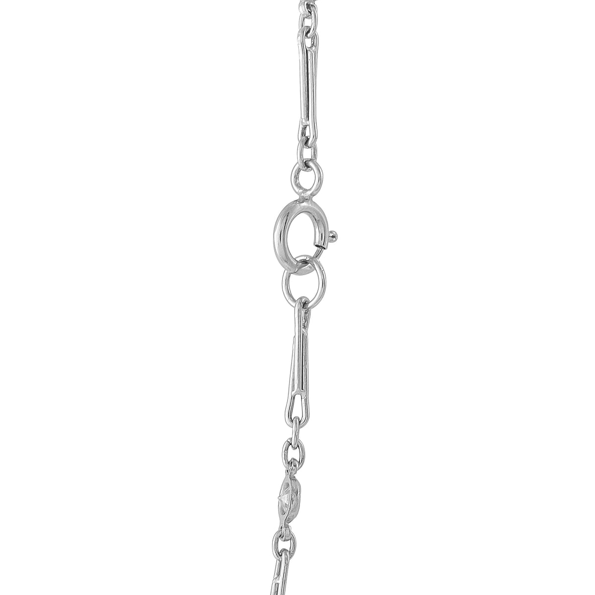 Polished white metal pendant bail and chain links