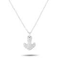14K white gold pavé diamond anchor pendant necklace