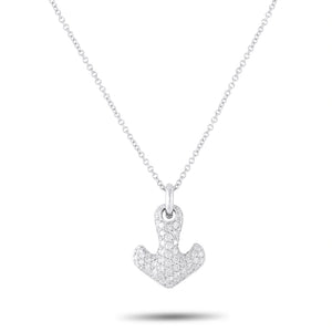 14K White Gold Pavé 0.56ct Diamond Anchor Pendant