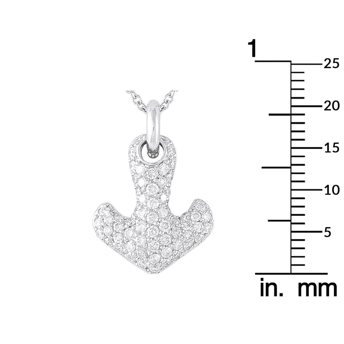 Diamond anchor pendant in 14K white gold with pavé setting