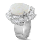 14K White Gold 3.0ct Diamond and Opal Ring