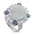 14K White Gold 1.40ct Diamond and Opal Ring