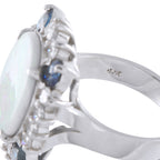 14K White Gold 1.40ct Diamond and Opal Ring