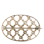 14K White Gold 1.30ct Diamond and Pearl Oval Openwork Brooch