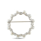 14K White Gold 1.30ct Diamond and Pearl Brooch