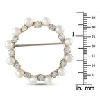 14K White Gold 1.30ct Diamond and Pearl Brooch