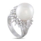 14K White Gold 0.60ct Diamond and Pearl Ring