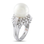 14K White Gold 0.60ct Diamond and Pearl Ring