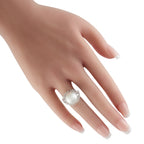 14K White Gold 0.60ct Diamond and Pearl Ring