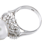 14K White Gold 0.60ct Diamond and Pearl Ring