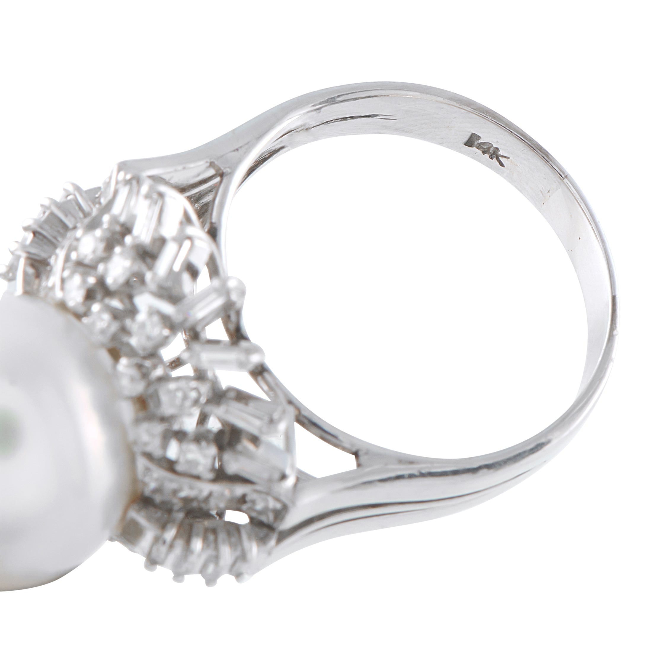 14K White Gold 0.60ct Diamond and Pearl Ring