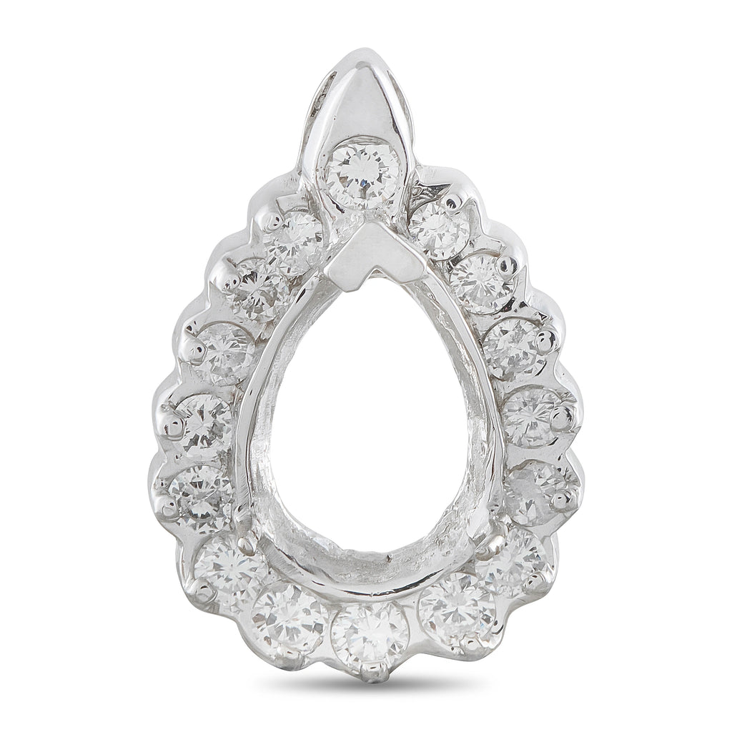 14K White Gold 2.25ct Diamond Pear Halo Pendant