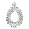 14K white gold pear-shaped diamond halo pendant with teardrop center