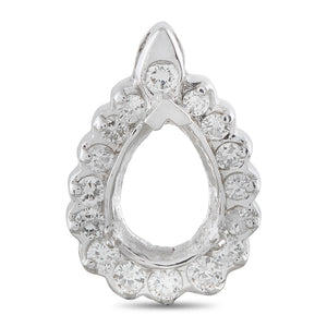 14K White Gold 2.25ct Diamond Pear Halo Pendant
