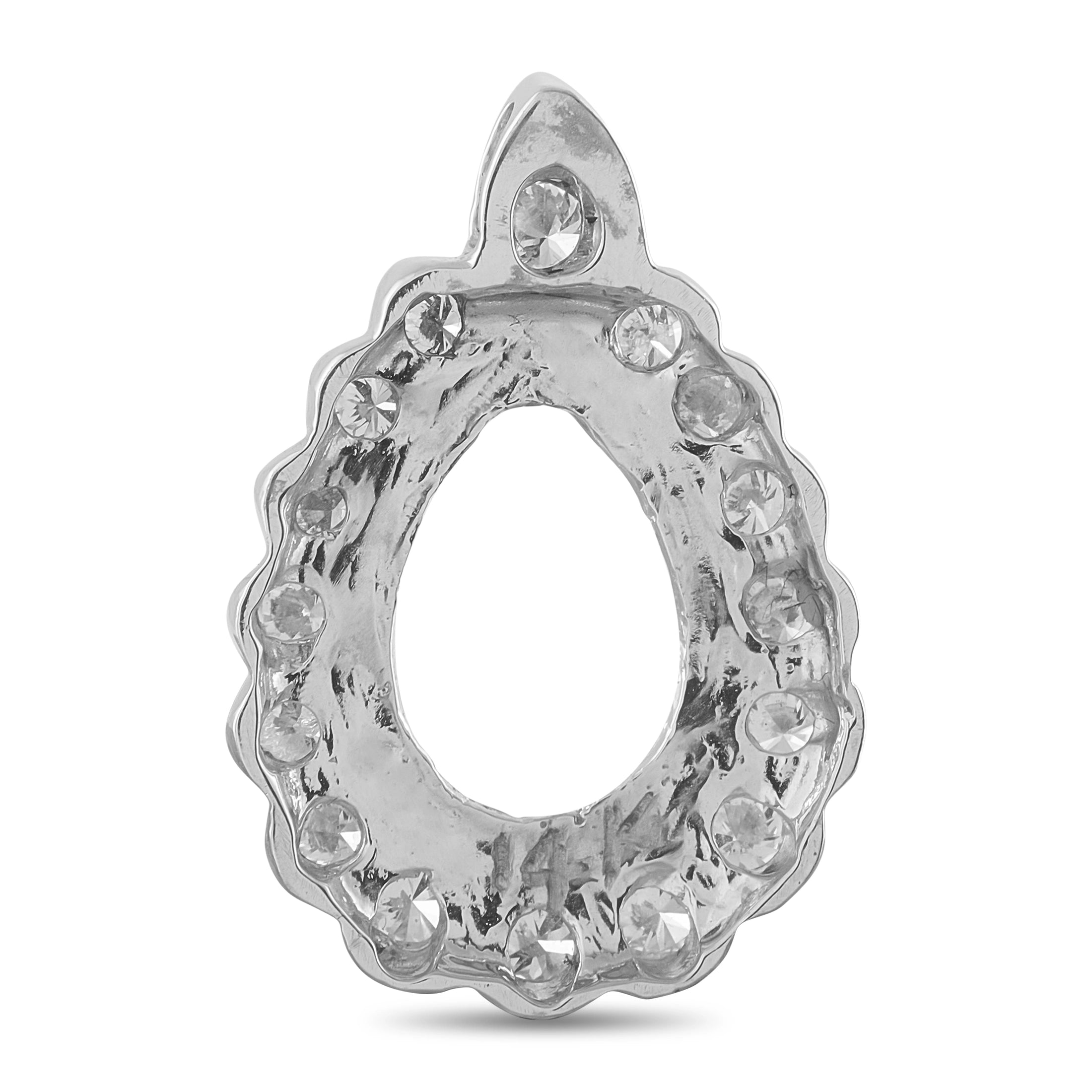 14K White Gold 2.25ct Diamond Pear Halo Pendant