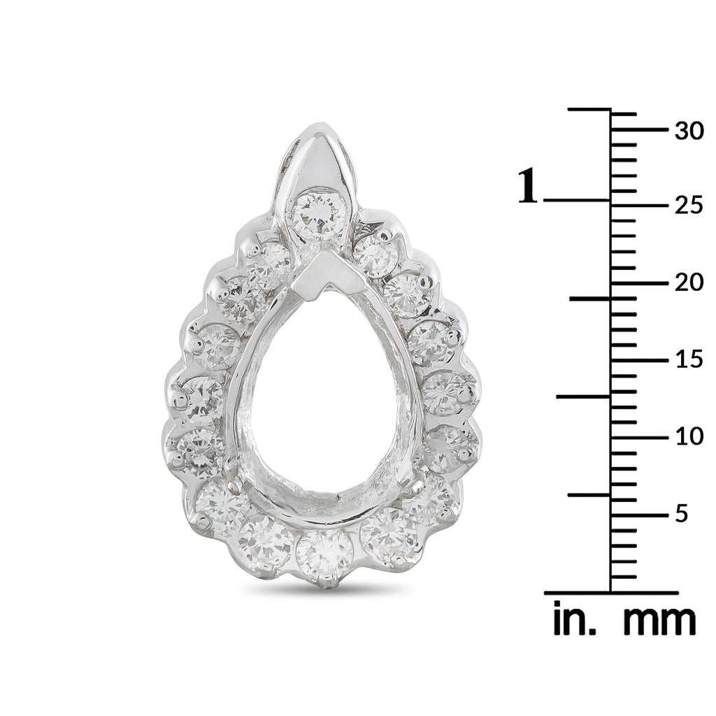 14K White Gold 2.25ct Diamond Pear Halo Pendant