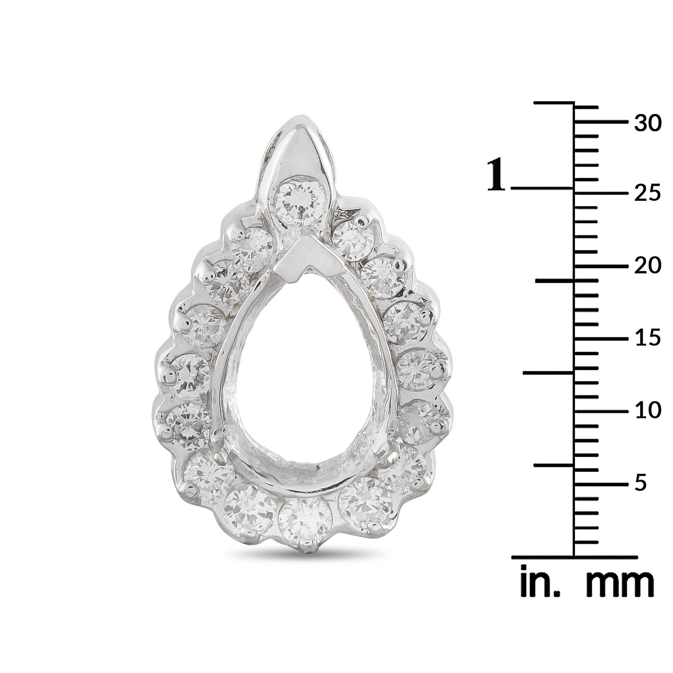 14K White Gold 2.25ct Diamond Pear Halo Pendant