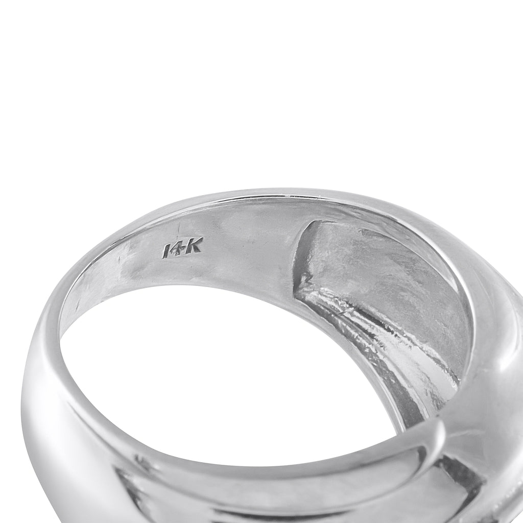 14K white gold band with engraved 14K mark, inside view of ring