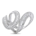 14K white gold diamond ring with intertwined diamond-set loops