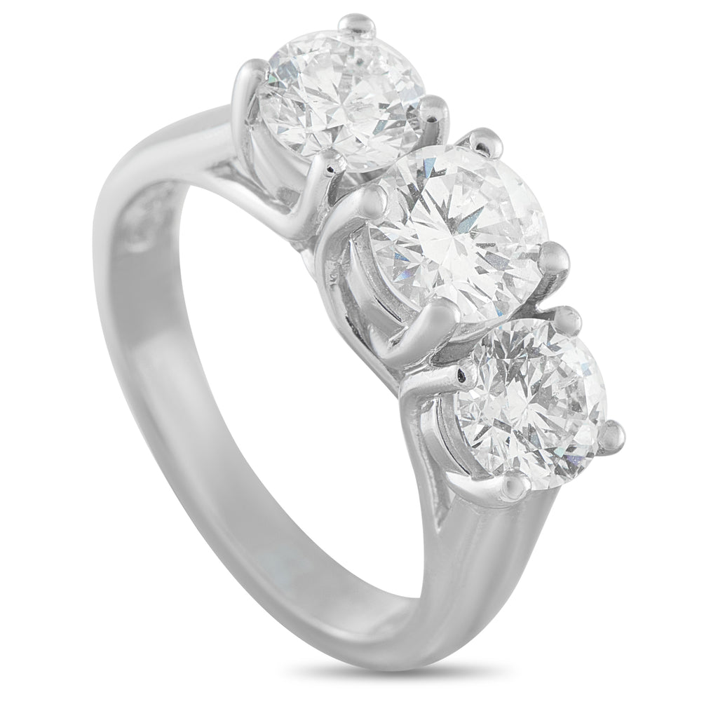 14K White Gold 2.35ct Diamond Three-Stone Ring