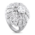 14K white gold diamond ring with round center stone and floral halo setting