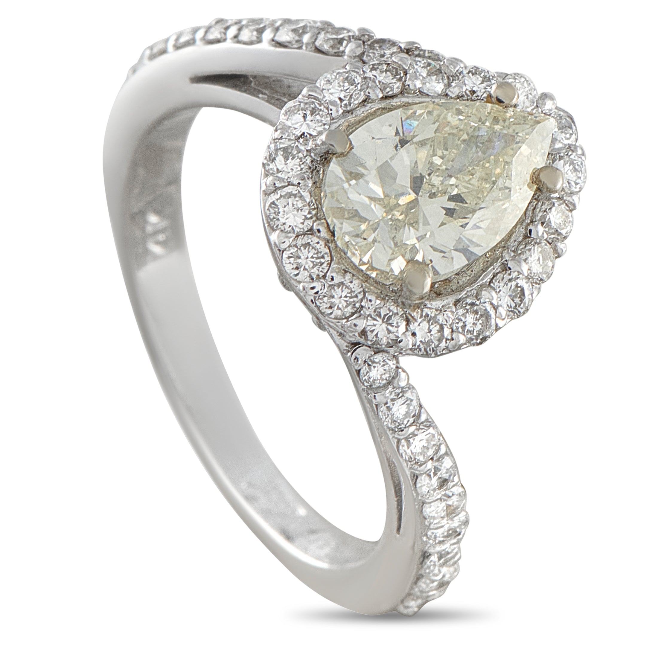 14K White Gold 2.62ct Diamond Pear Ring