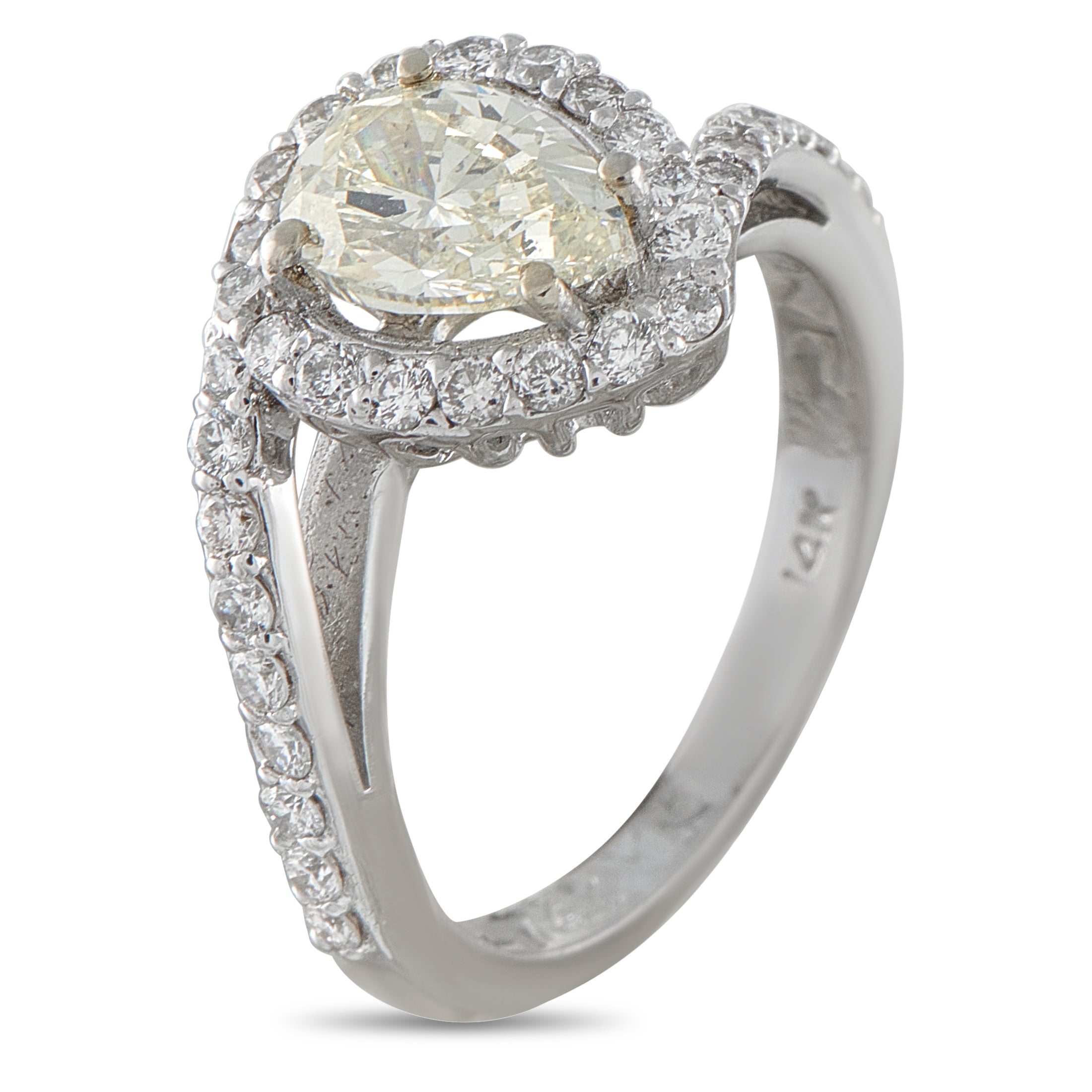 14K White Gold 2.62ct Diamond Pear Ring