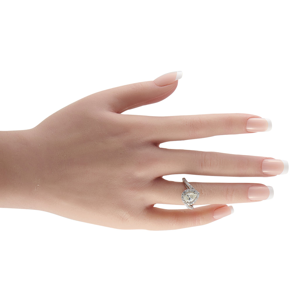 14K White Gold 2.62ct Diamond Pear Ring