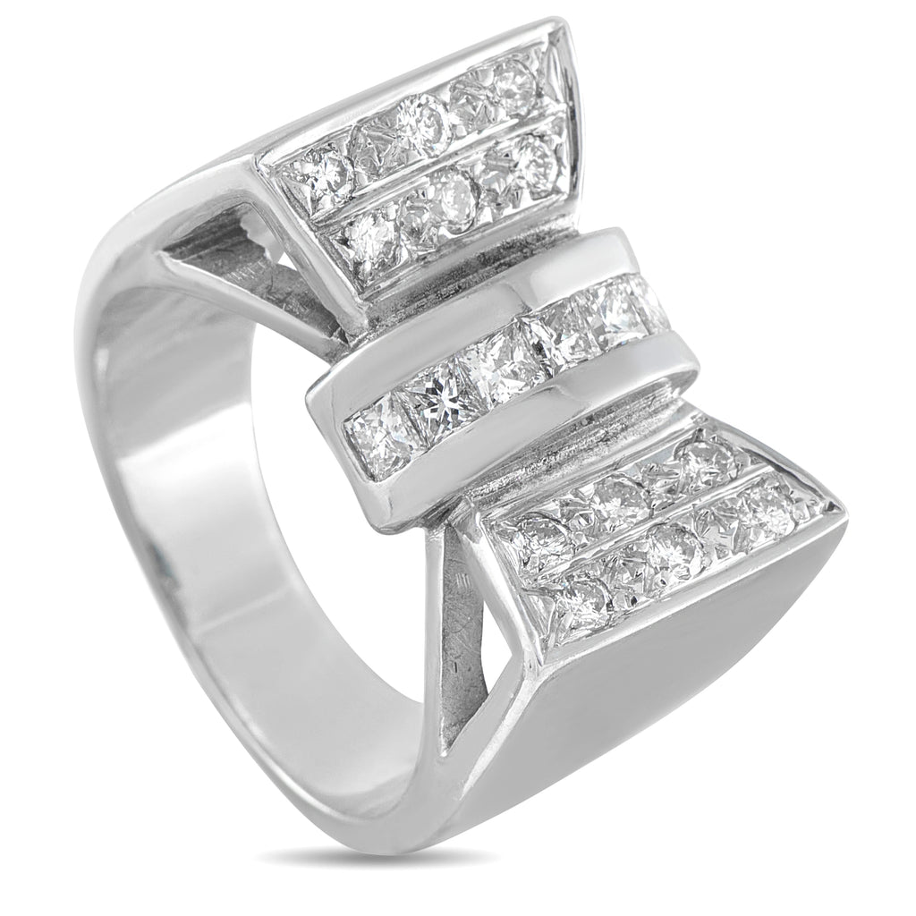 14K White Gold 1.06ct Diamond Bow Ring
