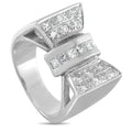 14k white gold diamond bow ring with channel-set clear stones, wide band