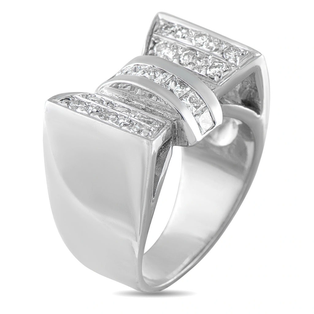14K White Gold 1.06ct Diamond Bow Ring
