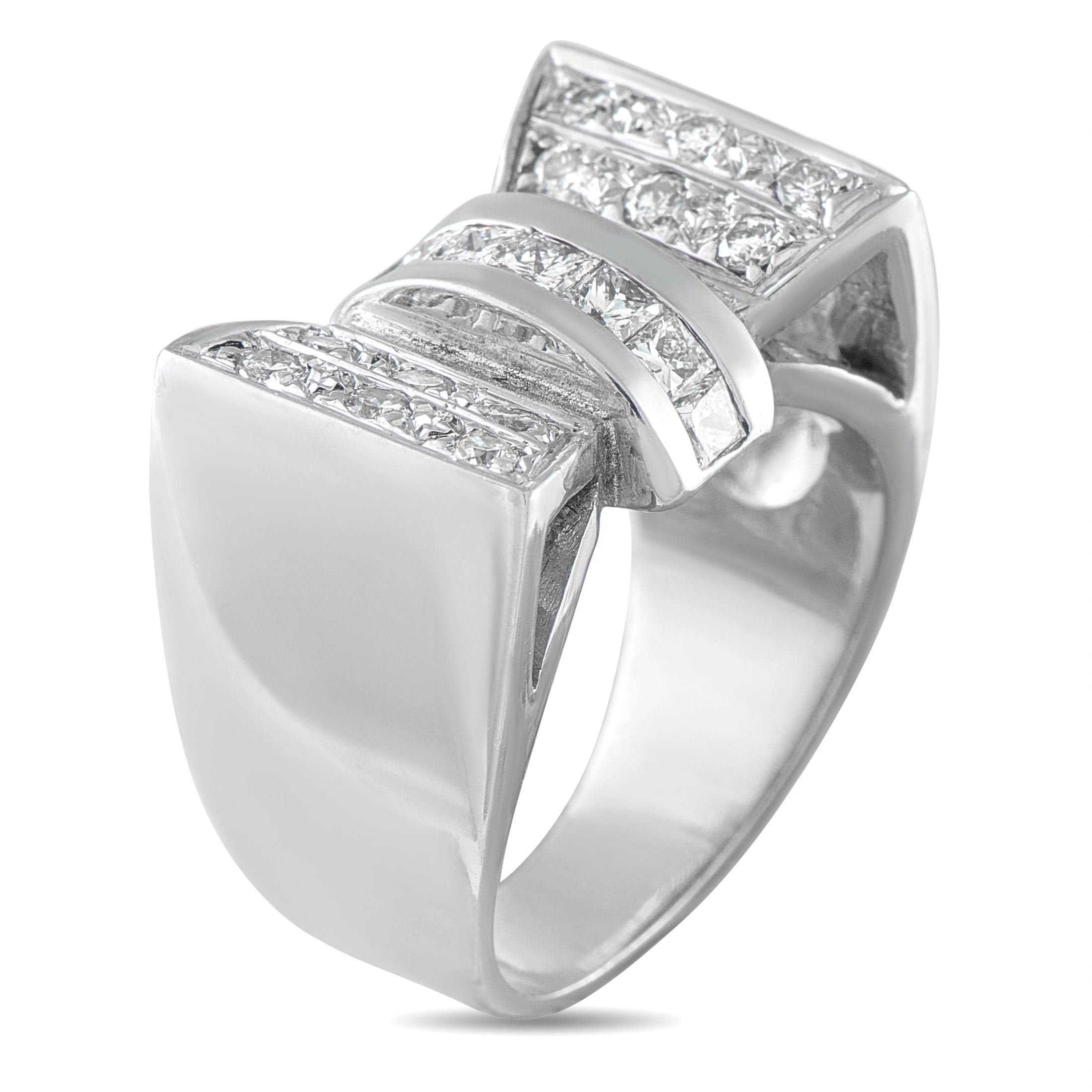 14K White Gold 1.06ct Diamond Bow Ring