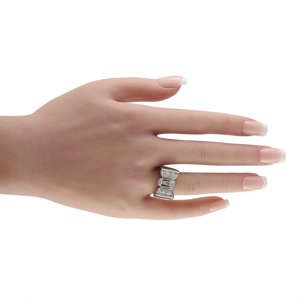 14K White Gold 1.06ct Diamond Bow Ring