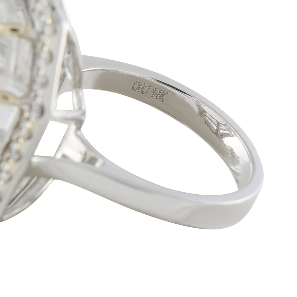 14K White Gold 0.60ct Diamond Victorian Cupid Intaglio Ring