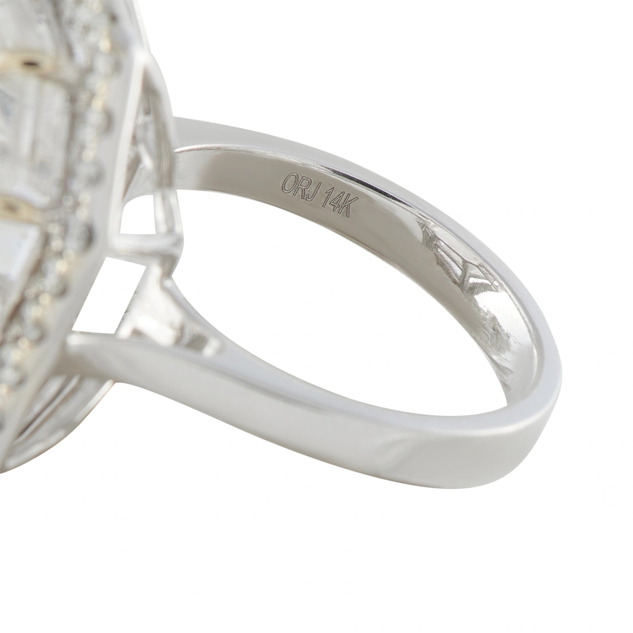 14K White Gold 0.60ct Diamond Victorian Cupid Intaglio Ring