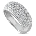 14K white gold diamond pavé ring with domed band