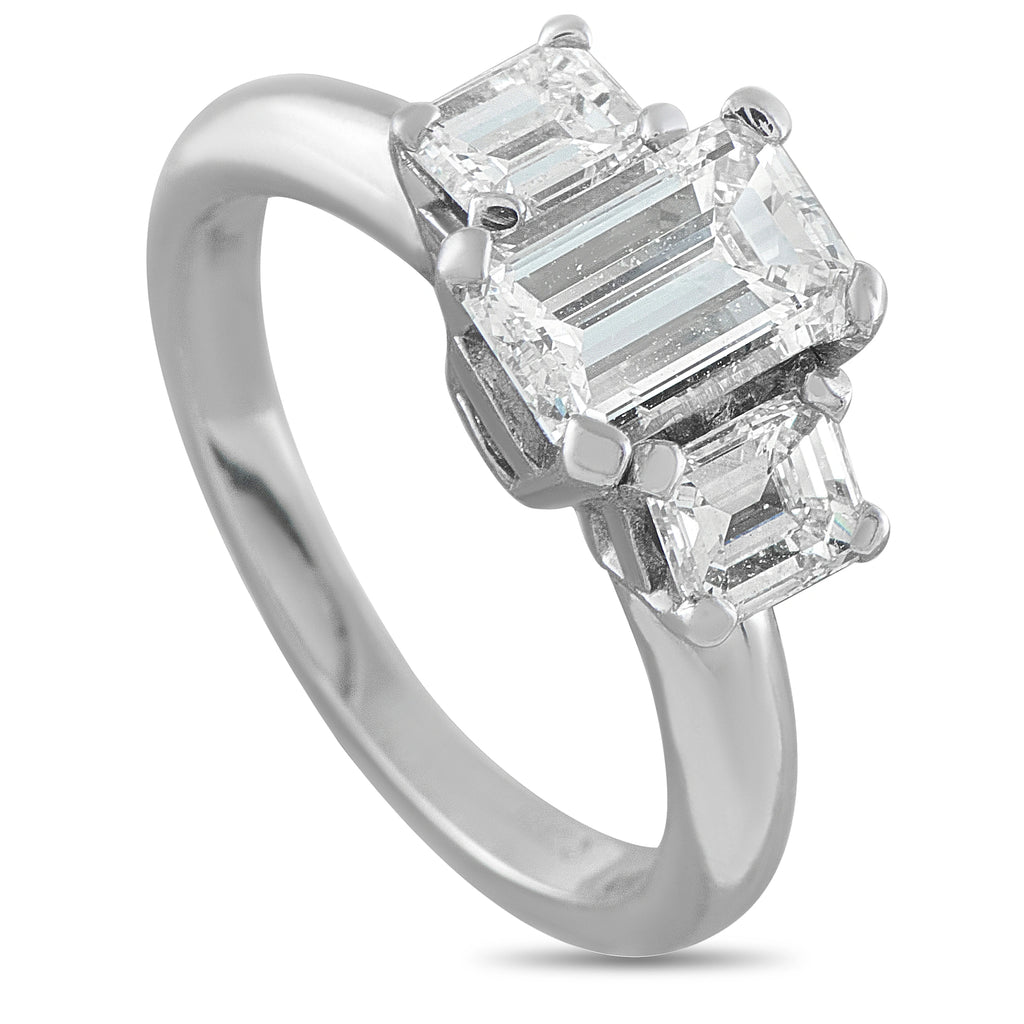 14K White Gold 1.63ct Diamond Three-Stone Ring